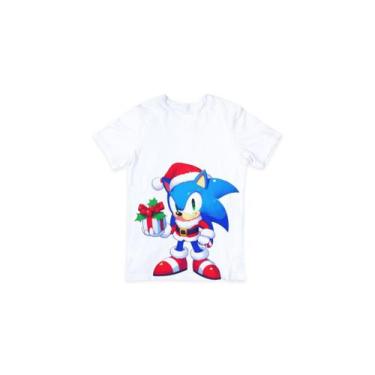 Imagem de Camiseta Infantil Menino Algodão Estampa Sonic Natal - Techmalhas, Bra