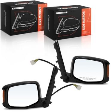 Imagem de A-Premium Par (2) espelhos retrovisores elétricos do lado do motorista e do passageiro compatível com Honda Odyssey 2011 2012 2013 - Espelho retrovisor externo dobrável manual aquecido preto com seta