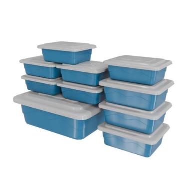 Imagem de Conjunto De Potes 10 Peças Com Tampa Plastico Cozinha Alimentos Colori