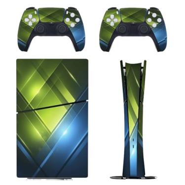 Imagem de Skin for PS5 Slim Digital Edition, capa adesiva para console e controle PlayStation 5, película protetora removível fácil de envolver acessórios de jogo decalque capa completa - padrão minimalista
