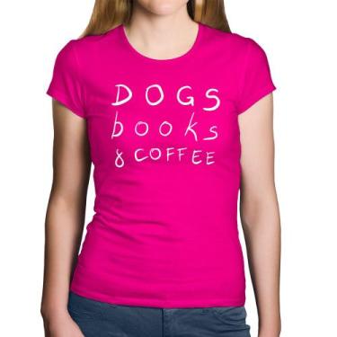 Imagem de Baby Look Algodão Dogs Books and Coffee - Foca na Moda, Rosa, G