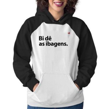 Imagem de Moletom Feminino Bi dê as ibagens - Foca na Moda, Branco, Preto, M