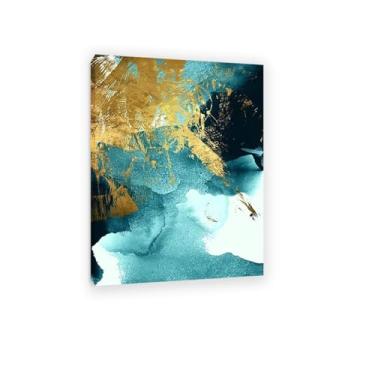 Imagem de SDYJ6GSW Pintura em tela com textura de mármore verde dourado abstrato, pôsteres e impressões, imagens de arte de parede para sala de estar, escritório, decoração de casa, 85 x 60 cm (33 x 24 pol),