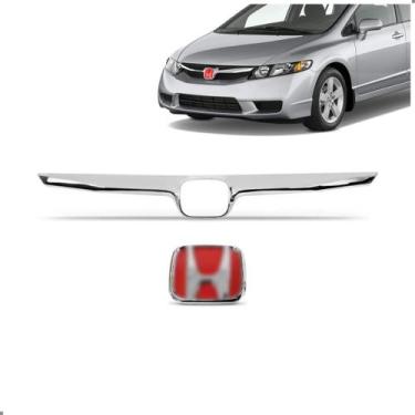 Imagem de Friso para Honda New Civic 2007 a 2008 Com Emblema Vermelho - SP ACESS