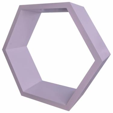 Imagem de Nicho Hexágonal Colméia Colorido em Mdf Laqueado para Parede - 21x24x12cm Cor:LAVANDA;Tamanho:21X24X12 CM