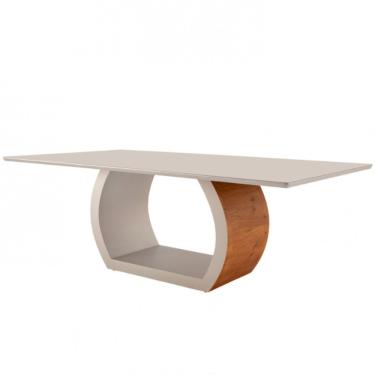 Imagem de Mesa Para Sala De Jantar Ellis 220cm Moderna Mobília Cinamomo Com Off White-off White