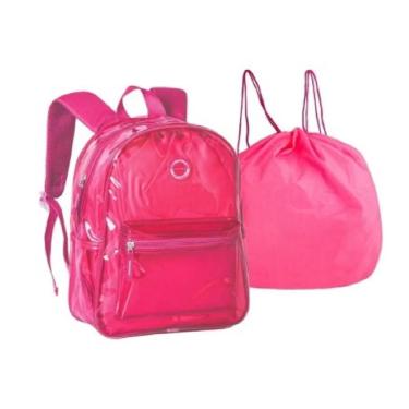 Imagem de Mochila De Costa C/bolsa Removível Neon Rosa 17 -clio Style