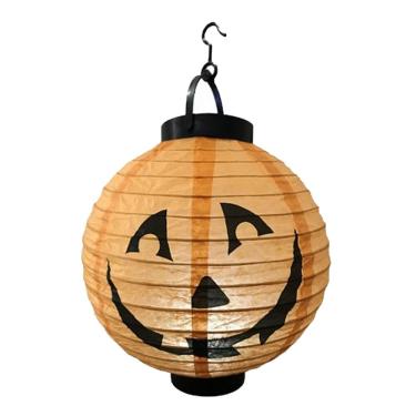 Imagem de Luminária De Papel Abóbora Laranja Halloween Com Led