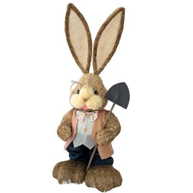 Imagem de Coelho Páscoa Rústico Palha Natural Grande 94cm