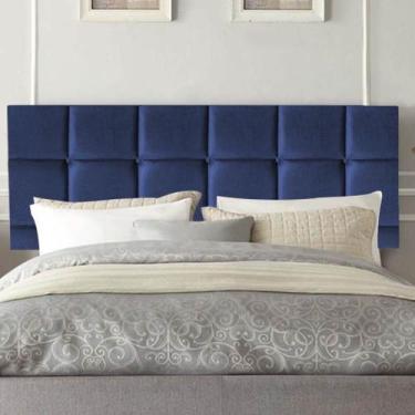 Imagem de Painel Estofado Luxo Espanha 195cm King Size Para Cama Box Suede Azul 