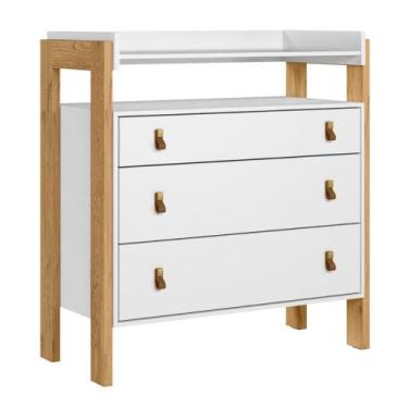 Imagem de Cômoda com 3 Gavetas Valência Branco Acetinado - CASA H