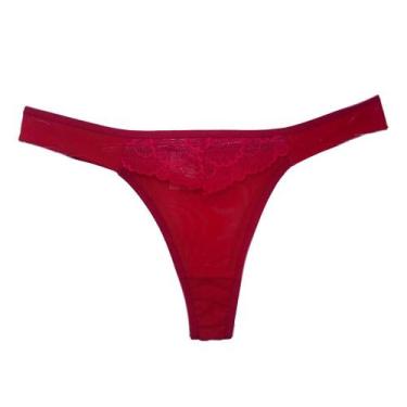 Imagem de Calcinha Fio Dental Tecido de Tule com Detalhe em Renda KIT com 3 - Cr