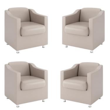 Imagem de Kit 4 Poltronas Bia Decorativa Reforçada Recepção Clinica Salão Sala De Estar Courino