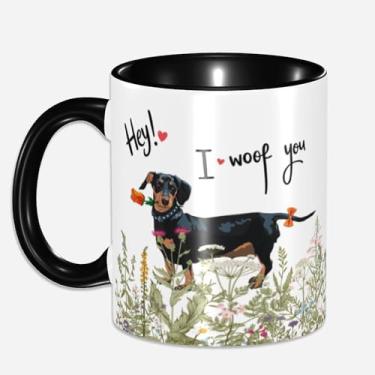 Imagem de Valvphora Caneca de café Dachshund Xícara de chá para mulheres e homens, presentes para amantes de Dachshund