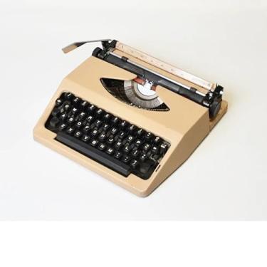 Imagem de Máquina De Escrever Manual Portabel, Máquina De Escrever Vintage Classic Retro Para Escritores, Máquina De Escrever Estilo Retro Nostálgica Durável Processador De Texto Clássico, Beige