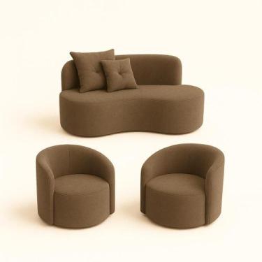 Imagem de Conjunto Decorativo 02 Poltronas + Sofá Curvo Orgânico Nature Gaia Sue