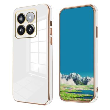 Imagem de Anlalish Compatível com Xiaomi 14T Pro capa de silicone à prova de choque, capa de telefone Xiaomi 14T Pro capa de proteção fofa com revestimento fino (branca)