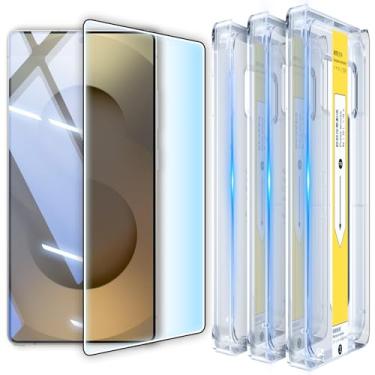 Imagem de Didisky Pacote com 3 protetores de tela de alinhamento automático OneTouch para Samsung Galaxy S25 ultra fosco, vidro temperado, antirreflexo, acessórios, sem bolhas, antiarranhões, sensível ao toque