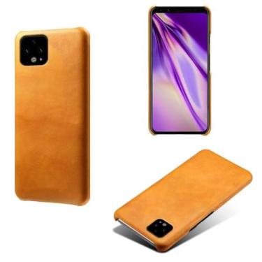 Imagem de Capa para Google Pixel 4,Proteção contra quedas,Casca de volta de cor sólida simples,Design de couro de imitação de plástico-Orange