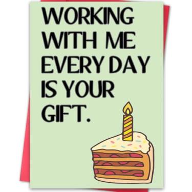 Imagem de LiuuLi Cartão de aniversário engraçado para colega de trabalho, cartão de aniversário de escritório hilário para chefes amigos colegas de trabalho, trabalhar conosco todos os dias é o seu presente