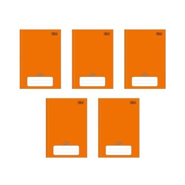 Imagem de Kit com 5 Cadernos Brochura D+ Tilibra Laranja com 96 Folhas Pautadas Pequeno Escolar Aula Linhas