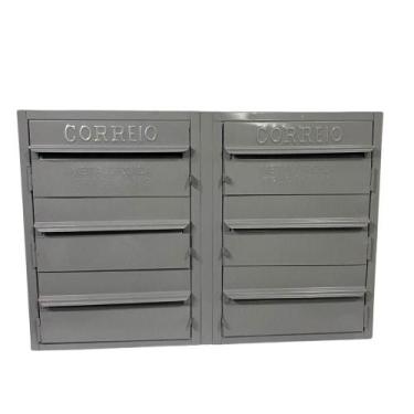 Imagem de Caixa De Correios Cinza 6 Módulos Tamanho 15x50x36cm Aço Cinza - Nossa
