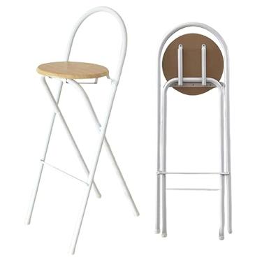 Imagem de TLTDSMY Banqueta de bar de cozinha dobrável redonda moderna com encosto de metal ajustável altura 65/70/75 cm ideal para café da manhã, restaurante, escritório e festas, cadeira dobrável em cor de