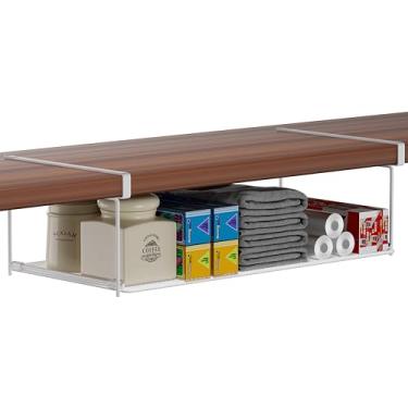 Imagem de Organizador de metal dobrável sob o armário, rack de armazenamento multifuncional para folha de alumínio, papel plástico, lenços de cozinha, economia de espaço, instalação sem ferramentas, resistente