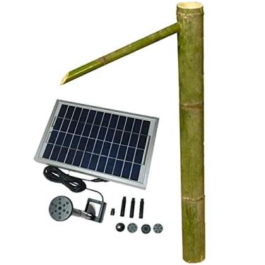 Imagem de Fonte de água solar, fonte de água de bambu, fonte de água de bambu, característica de jardim ao ar livre