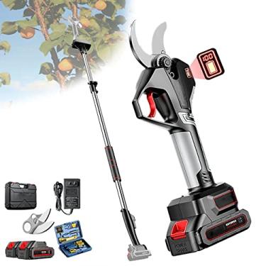 Imagem de Tesoura elétrica com haste de extensão de 1,3 a 2,2 m, tesoura de poda de jardim alimentada por bateria, tesoura de poda elétrica sem fio de 50 mm (2"), para poda de árvores, arbustos e árvores frut
