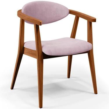 Imagem de Poltrona Decorativa Para Sala De Estar Jantar Cecília B04 Suede Rosê -