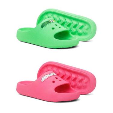 Imagem de Kit 2 Chinelo Slide Infantil Papete Confortavel Personagem Desenho Ani