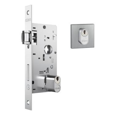 Imagem de Fechadura 803 Externa Rolete Pivotante 40mm Roseta Quadrada1 Inox Esco
