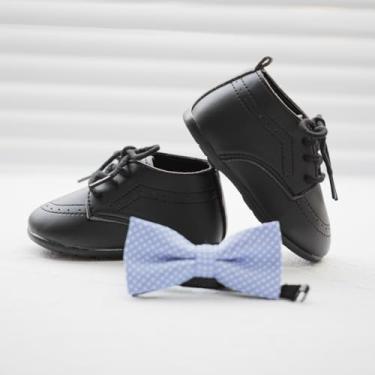 Imagem de Mocassins para bebês meninos meninas clássico casamento Brogue Oxford sapatos sociais primeiros passos caminhada sapato de berço preguiçoso, A01/preto, 12-18 Months Toddler
