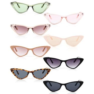 Imagem de Leinuosen 8 pares de óculos de sol retrô olho de gato vintage colorido feminino vidro para festa, Cores frescas