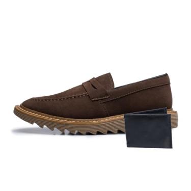 Imagem de ThézB Sapato Social Oxford Masculino em Couro Sintético, Sola Tratorada, Estilo Brogue, Marrom, com Carteira, para Festa e Casamento (Café Ambar, BR, Adulto, Numérico, 43)