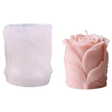 Imagem de Molde de resina de flor rosa 3D para decoração de casa de casamento e vela de pilar de rosa para decoração de casa de casamento e aniversário de namorados (estilo B)