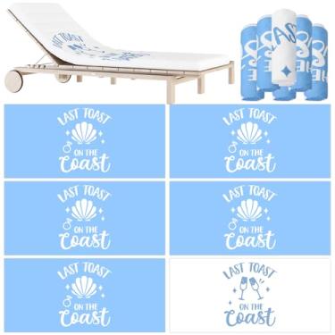 Imagem de Whaline 6 peças Last Toast on The Coast Toalhas de praia de secagem rápida azul branco anel de diamante toalhas absorventes para despedida de solteira noiva chuveiro lua de mel