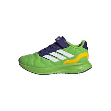Imagem de adidas Tênis infantil unissex Marvel Run Falcon 5 com cadarço elástico e alça, Hulk/semi solar verde/branco/roxo universitário, 15