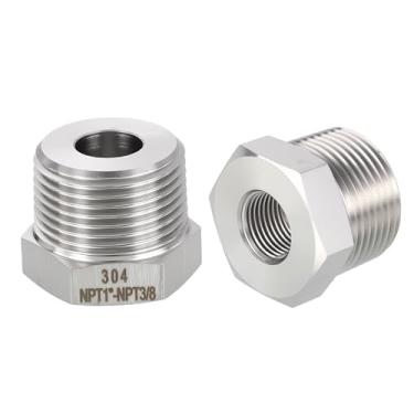 Imagem de Rebower Pacote com 2 adaptadores macho para FeMale de aço inoxidável 304, NPT macho de 2,5 cm x redutor de bucha sextavada FeMale NPT de 3/20.3 cm para industrial, fluido, jardinagem doméstica