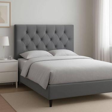 Imagem de Cabeceira De Cama Box King 195 Cm Dante Com Frame Suede Cinza
