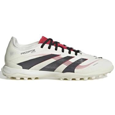 Imagem de adidas Tênis de futebol Predator Pro Turf - barbatanas de borracha Strikeskin, cabedal HybridTouch, sola de borracha, materiais sustentáveis, Branco/preto/rubi puro, 37 BR