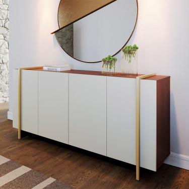 Imagem de Aparador Buffet 4 Portas Oliwia 160cm Sala Jantar Off/nogueira/dourado C04 - D'rossi