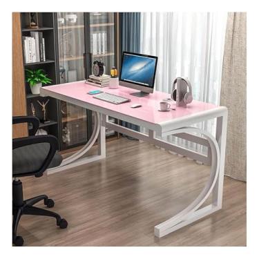 Imagem de HGTRH Mesa de computador de vidro temperado, mesa de jogos com moldura de aço carbono, mesa de escritório em casa, mesa de trabalho, fácil de instalar para sala de estar, quarto, escritório E 80 x 60