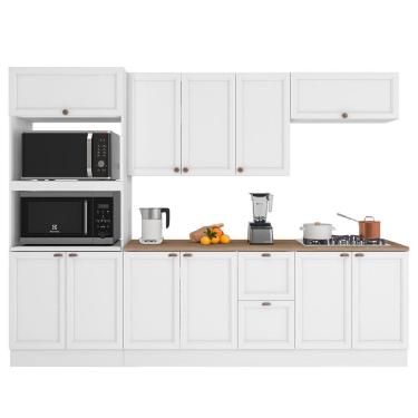 Imagem de Cozinha Modulada Unna 5 Peças Com Torre Quente 2 Fornos Branco - Poliman Móveis Branco