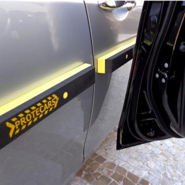 Imagem de Protetor Magnético Removível para Portas Carro 1 Par (2 Peças) 2 Imãs e Cabo de Aço (Amarelo e Preto)