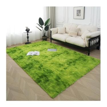 Imagem de HGTRH Tapete de velo ultra macio com base antiderrapante de borracha tapete de quarto grosso e quente, felpudo de luxo B verde 120 * 200 cm