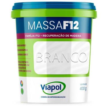 Imagem de Massa Calafetar Correção Madeira Viapol F12 400G Branca, Branco