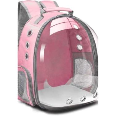 Imagem de Mochila De Transporte Para Pets Cachorros E Gatos Com Ventilação Transparente E Visão Panorâmica Bolsa Astronauta Passeio Animal De Estimação Portátil (Rosa)