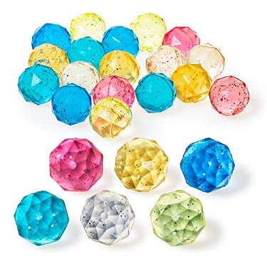 Imagem de MATICAN Bolas Bouncy Bulk, 18 unidades, designs de corte de diamante, cores sortidas, bolas de borracha de 2,5 cm para crianças, lembrancinhas de festa, prêmios de carnaval, 2,5 cm